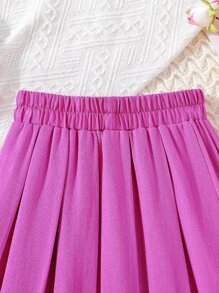 Girls Solid Pleated Skirt - Purple - View 4
