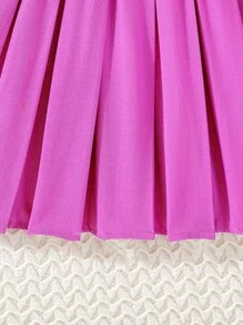 Girls Solid Pleated Skirt - Purple - View 5