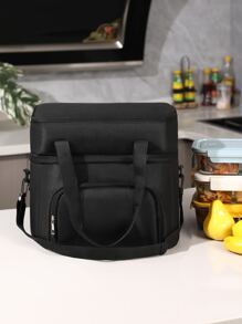 1 件大雙層隔熱午餐袋附瓶架 - 黑色 - 查看 1