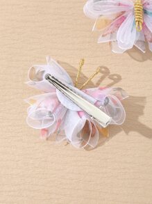 2pcs/Set Girls Colorful Chiffon Butterfly Hair Clips, Cute Everyday Hair Accessories - Multicolor - View 2