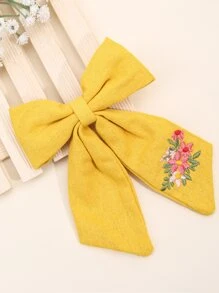 Kẹp tóc trang trí nơ thêu hoa cho bé gái mới biết đi - Nhiều màu - Xem 4