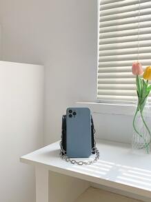 Mini Star Decor Satchel Flap Chain Square Bag - Black - View 4