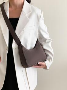 Minimalist Hobo Bag - Coffee Brown - View 1