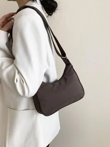 Minimalist Hobo Bag - Coffee Brown - View 7