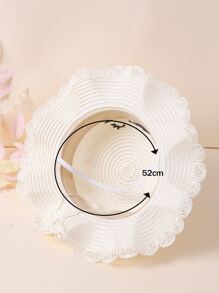 Toddler Girls Cartoon Cat Embroidered Straw Hat - White - View 5