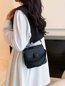 Mini Flap Square Bag - Black - View 2