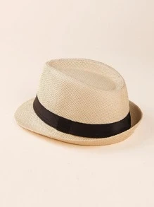 Kids Belt Decor Straw Hat - Beige - View 4