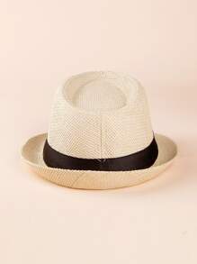 Kids Belt Decor Straw Hat - Beige - View 5