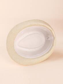 Kids Belt Decor Straw Hat - Beige - View 6