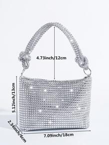 Lấp lánh lấp lánh quyến rũ, sequin, sang trọng, túi vuông trang trí bằng kim cương nhỏ sáng bóng Túi buổi tối, kim cương giả túi ăn tối, ngọc trai giả cho cô gái dự tiệc, phụ nữ, cô dâu Hoàn hảo cho bữa tiệc, đám cưới, vũ hội, bữa tối/tiệc, cho cocktail - Bạc - Xem 3