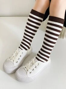 Niños Calcetines altos con patrón de rayas - Multicolor - Ver 1