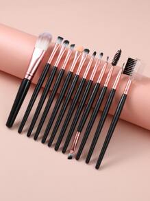 Set de 12 piezas de brochas de maquillaje de pelo sintético premium, juego de brochas para difuminar sombras de ojos, herramientas cosméticas para rostro y ojos, set de brochas, kit de brochas de maquillaje, set completo de maquillaje, set de brochas de maquillaje, kit de maquillaje completo, set de brochas, set de brochas de maquillaje, set de regalo de maquillaje, set - Negro - Ver 2