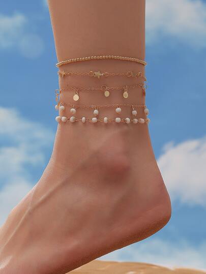 5入組/套星形裝飾腳錬