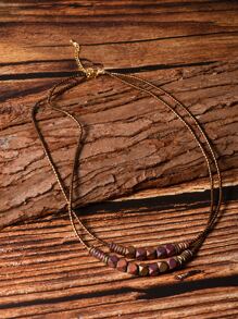 Stone Decor Layered Necklace - Multicolor - View 1