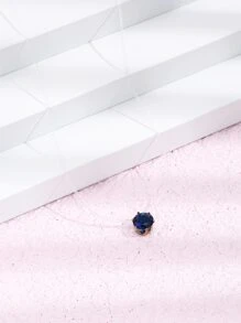 Cubic Zirconia Charm Necklace - Blue - View 2