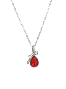 Rhinestone Decor Water-drop Pendant Necklace - Red - View 3