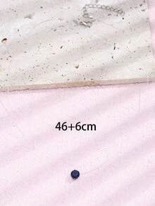 Cubic Zirconia Charm Necklace - Blue - View 3