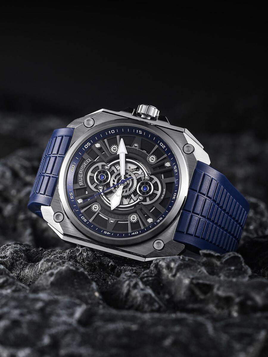 Men Hollow Out Mechanical Watch - Clear - View 1