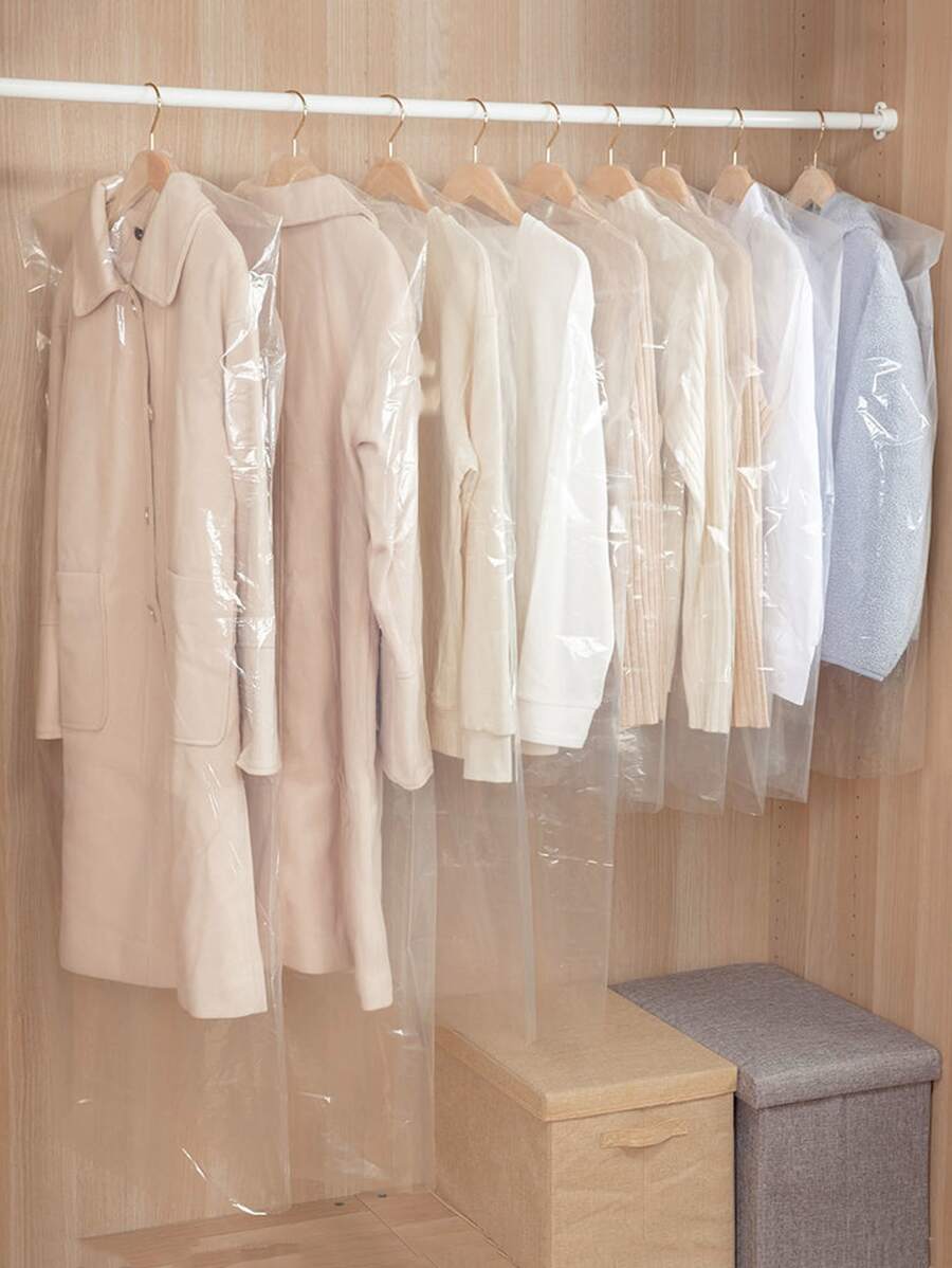 5入組/套塑料衣服罩臥室用透明一次性掛衣袋