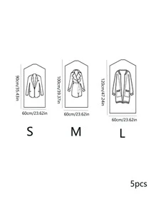 5入組/套塑料衣服罩臥室用透明一次性掛衣袋