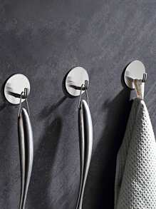 5pcs Stainless Steel Hook, Round Wall Hook For Kitchen - Silver - View 4