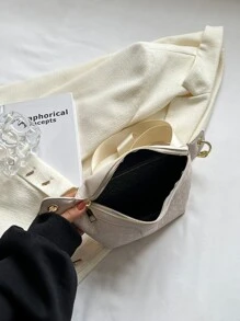 Small Bum Bag Houndstooth Embossed Letter Graphic - Beige - View 3