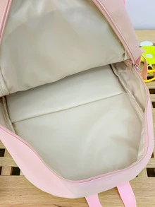 Mochila clásica con diseño de distintivo con estampado de letra - Rosa - Ver 3