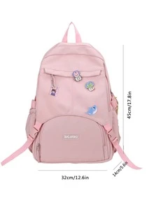 Mochila clásica con diseño de distintivo con estampado de letra - Rosa - Ver 5