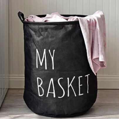 WHICHLIFE 1 件装布艺洗衣篮，现代主义字母图形洗衣篮，适用于洗衣房礼服裤鞋牛仔裤靴子裙子洗衣篮，洗衣篮浴室收纳篮，篮子，储物篮，可折叠洗衣篮