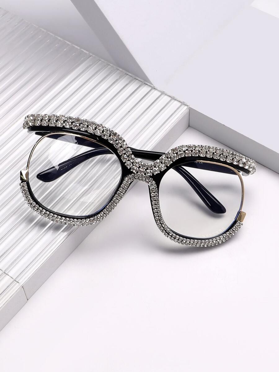 Gafas con diseño de diamante de imitación - Negro - Ver 1