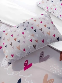 1pair Heart Pattern Pillow Case Without Filler, Cartoon Fabric Bed Pillow Case For Bedroom - Multicolor - View 2