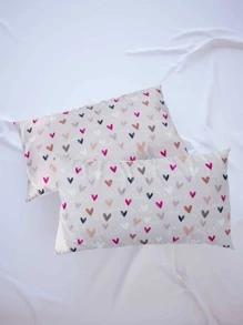 1pair Heart Pattern Pillow Case Without Filler, Cartoon Fabric Bed Pillow Case For Bedroom - Multicolor - View 4