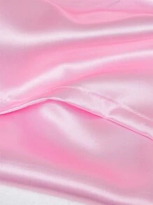 1pc Plain Satin Pillowcase Without Filler, Minimalist Polyester Pillow Cover For Bed - Baby Pink - View 5