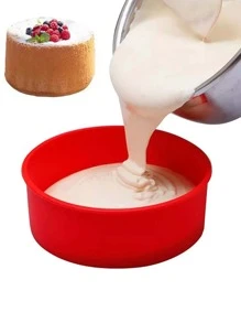 1 Khuôn Làm Bánh Silicon 8 Inch, Chảo Làm Bánh Hình Tròn Màu Đỏ Cho Bếp Nướng - Đỏ - Xem 1