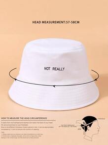 Sombrero cubo con estampado de slogan - Blanco - Ver 3