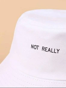 Sombrero cubo con estampado de slogan - Blanco - Ver 4