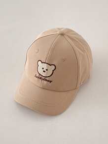 1pc Unisex Bear Embroidered Baseball Cap For Kids - Khaki - View 1