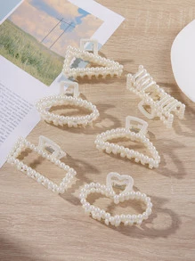 6 piezas de pinzas para el cabello decoradas con perlas falsas para cabello grueso, pinzas blancas para el cabello para bodas, sin deslizamiento, accesorios para el cabello con estilo de regalo, accesorios para el cabello para mujeres y niñas, elegante regalo del Día de San Valentín, verano