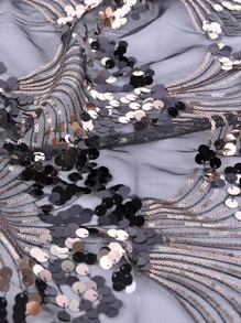 Sequin Decor Shawl - Black - View 3