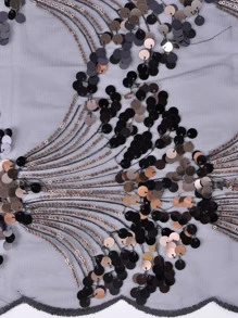 Sequin Decor Shawl - Black - View 4