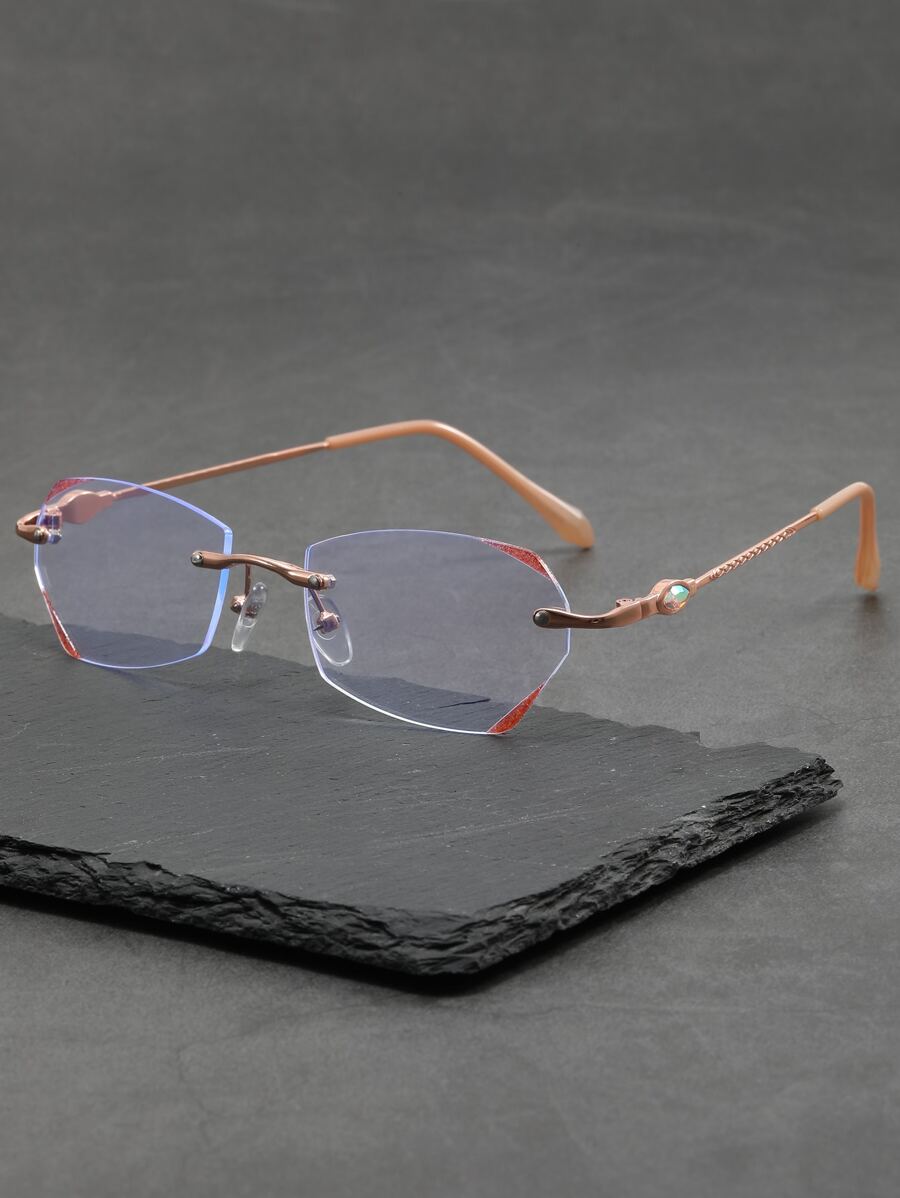 Rimless Women's Fashionable Design Glasses - Gold - View 1