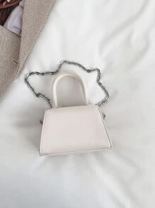 Túi đeo chéo Nữ Nơ Bướm Khóa màu trơn Chuỗi Thanh lịch Đúng mốt - trắng - Xem 4