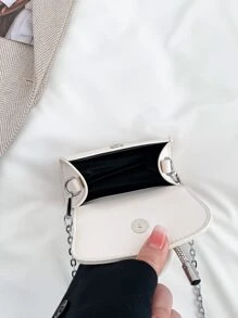 Túi đeo chéo Nữ Nơ Bướm Khóa màu trơn Chuỗi Thanh lịch Đúng mốt - trắng - Xem 5