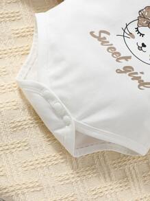 嬰兒3入組兔子和字母圖案連體衣