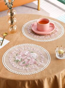 1入組花朵刺繡餐墊 - 彩色 - 查看 1