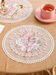 1入組花朵刺繡餐墊 - 彩色 - 查看 2