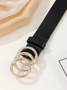 1 pieza Cinturón de moda para mujeres con hebilla de strass, adecuado para el Día de San Valentín, Mardi Gras, San Patricio y diversos eventos, lugares casuales y de entretenimiento como Halloween, verano, escuela, otoño, Halloween - Negro - Ver 4