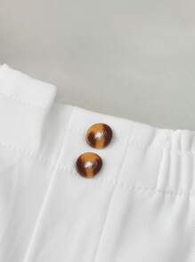 Baby Girl Ribbed Knit Halter Top & Paperbag Waist Shorts - Multicolor - View 3