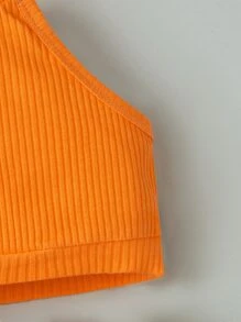 Baby Girl Ribbed Knit Halter Top & Paperbag Waist Shorts - Multicolor - View 5