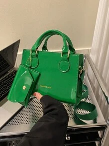 Túi đeo chéo Nữ Lá thư Có thể điều chỉnh được Đôi tay cầm Mốt Đúng mốt - màu xanh lá - Xem 1